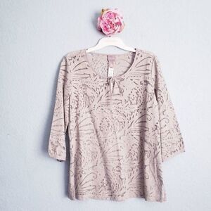 ‎Chicos Sand Applique Lace Blouse